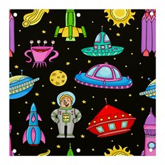 Seamless Pattern With Space Objects Ufo Rockets Aliens Hand Drawn Elements Space Banner And Sign 3  X 3  by Hannah976