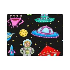 Seamless Pattern With Space Objects Ufo Rockets Aliens Hand Drawn Elements Space Premium Plush Fleece Blanket (Mini)