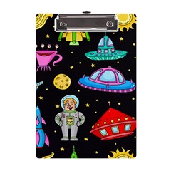 Seamless Pattern With Space Objects Ufo Rockets Aliens Hand Drawn Elements Space A5 Acrylic Clipboard