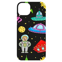 Seamless Pattern With Space Objects Ufo Rockets Aliens Hand Drawn Elements Space iPhone 14 Plus Black UV Print Case