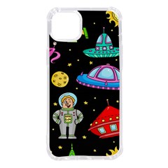 Seamless Pattern With Space Objects Ufo Rockets Aliens Hand Drawn Elements Space iPhone 14 Plus TPU UV Print Case