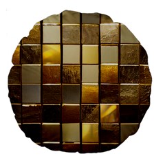 Golden Mosaic Tiles  Large 18  Premium Round Cushions by essentialimage