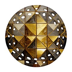 Golden Mosaic Tiles  Round Filigree Ornament (two Sides) by essentialimage365