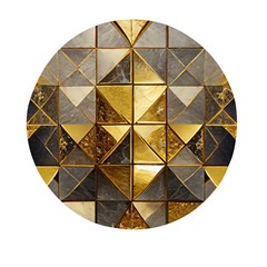 Golden Mosaic Tiles  Mini Round Pill Box by essentialimage365