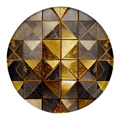 Golden Mosaic Tiles  Round Glass Fridge Magnet (4 Pack)