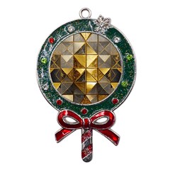 Golden Mosaic Tiles  Metal X Mas Lollipop with Crystal Ornament