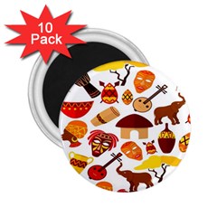 Africa Jungle Ethnic Tribe Travel Seamless Pattern Vector Illustration 2.25  Magnets (10 pack) 