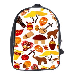 Africa Jungle Ethnic Tribe Travel Seamless Pattern Vector Illustration School Bag (Large)