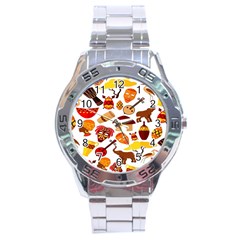 Africa Jungle Ethnic Tribe Travel Seamless Pattern Vector Illustration Stainless Steel Analogue Watch