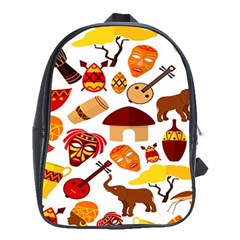Africa Jungle Ethnic Tribe Travel Seamless Pattern Vector Illustration School Bag (XL)