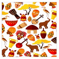 Africa Jungle Ethnic Tribe Travel Seamless Pattern Vector Illustration Square Satin Scarf (36  x 36 )