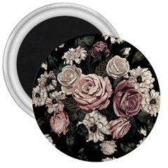 Elegant Seamless Pattern Blush Toned Rustic Flowers 3  Magnets