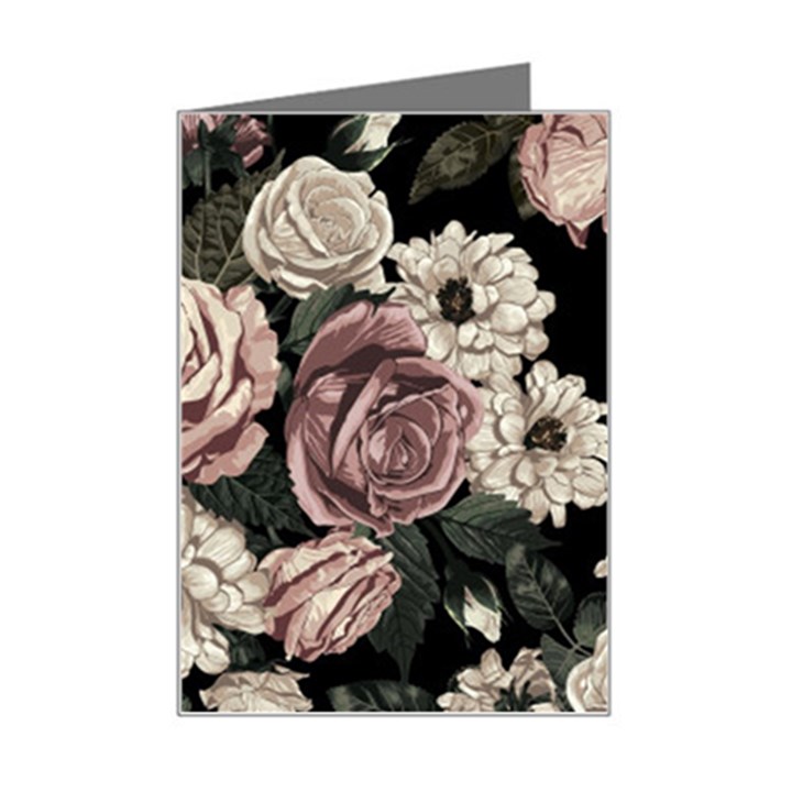 Elegant Seamless Pattern Blush Toned Rustic Flowers Mini Greeting Card