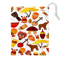 Africa Jungle Ethnic Tribe Travel Seamless Pattern Vector Illustration Drawstring Pouch (4XL)