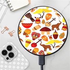 Africa Jungle Ethnic Tribe Travel Seamless Pattern Vector Illustration Wireless Fast Charger(Black)