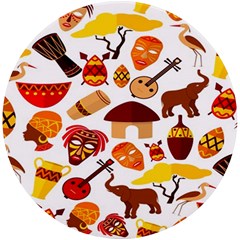 Africa Jungle Ethnic Tribe Travel Seamless Pattern Vector Illustration UV Print Round Tile Coaster