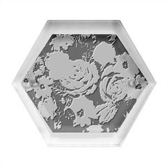 Elegant Seamless Pattern Blush Toned Rustic Flowers Hexagon Wood Jewelry Box by Hannah976