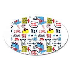 Monster Cool Seamless Pattern Oval Magnet