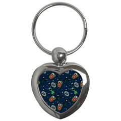 Monster Alien Pattern Seamless Background Key Chain (heart) by Hannah976