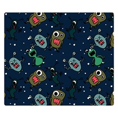 Monster Alien Pattern Seamless Background Two Sides Premium Plush Fleece Blanket (small) by Hannah976