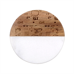 Monster Cool Seamless Pattern Classic Marble Wood Coaster (round) 