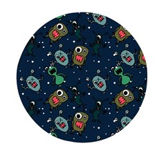 Monster Alien Pattern Seamless Background Mini Round Pill Box (pack Of 3) by Hannah976