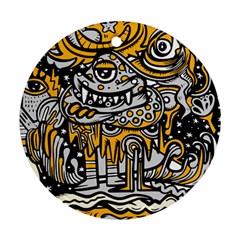 Crazy Abstract Doodle Social Doodle Drawing Style Ornament (round)