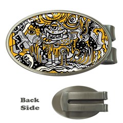 Crazy Abstract Doodle Social Doodle Drawing Style Money Clips (oval) 