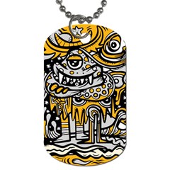 Crazy Abstract Doodle Social Doodle Drawing Style Dog Tag (two Sides)