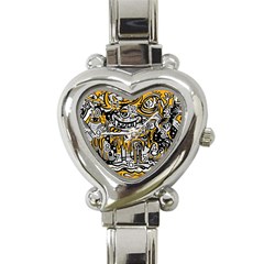 Crazy Abstract Doodle Social Doodle Drawing Style Heart Italian Charm Watch
