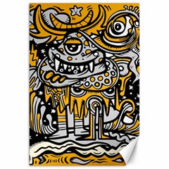 Crazy Abstract Doodle Social Doodle Drawing Style Canvas 20  X 30 