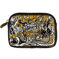 Crazy Abstract Doodle Social Doodle Drawing Style Digital Camera Leather Case by Hannah976