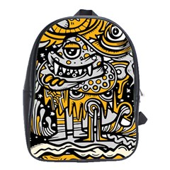 Crazy Abstract Doodle Social Doodle Drawing Style School Bag (XL)