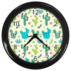 Retro Cameras Audio Cassettes Hand Drawn Pop Art Style Seamless Pattern Wall Clock (black)