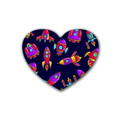 Space Patterns Rubber Heart Coaster (4 Pack)