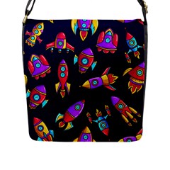 Space Patterns Flap Closure Messenger Bag (l) by Hannah976