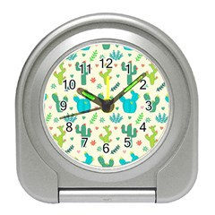 Cactus Succulents Floral Seamless Pattern Travel Alarm Clock