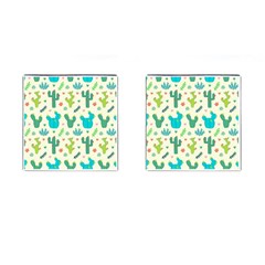 Cactus Succulents Floral Seamless Pattern Cufflinks (square)