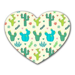 Cactus Succulents Floral Seamless Pattern Heart Mousepad