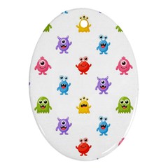 Seamless Pattern Cute Funny Monster Cartoon Isolated White Background Ornament (oval)