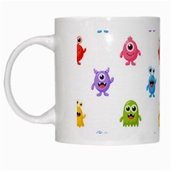 Seamless Pattern Cute Funny Monster Cartoon Isolated White Background White Mug