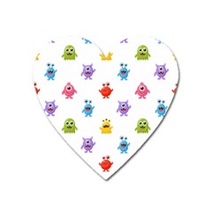 Seamless Pattern Cute Funny Monster Cartoon Isolated White Background Heart Magnet