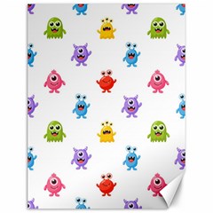 Seamless Pattern Cute Funny Monster Cartoon Isolated White Background Canvas 12  X 16 