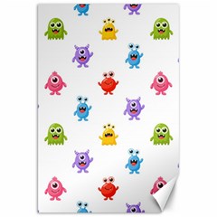 Seamless Pattern Cute Funny Monster Cartoon Isolated White Background Canvas 20  X 30 