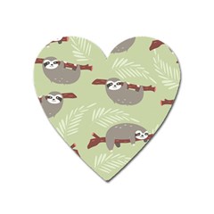 Sloths Pattern Design Heart Magnet