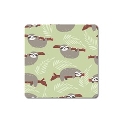 Sloths Pattern Design Square Magnet