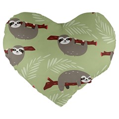 Sloths Pattern Design Large 19  Premium Heart Shape Cushions by Hannah976