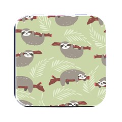 Sloths Pattern Design Square Metal Box (black) by Hannah976