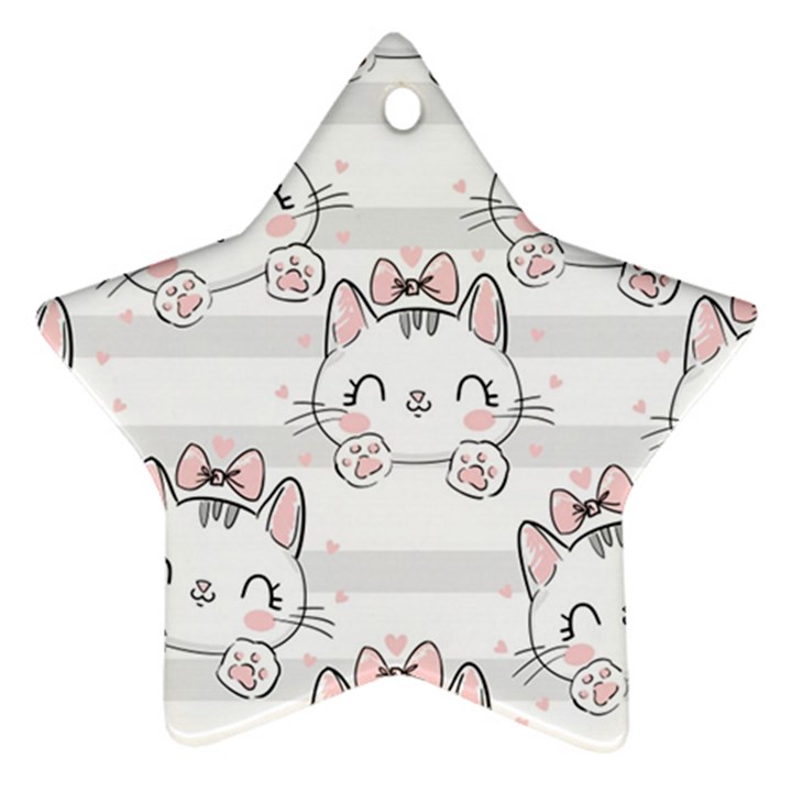 Cat With Bow Pattern Star Ornament (Two Sides)