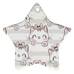 Cat With Bow Pattern Star Ornament (Two Sides) Back